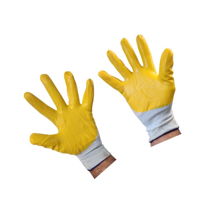 yellow white pu safety gloves